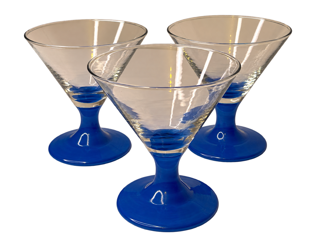 Cobalt Blue Stem Cocktail Glasses – Set of 3.