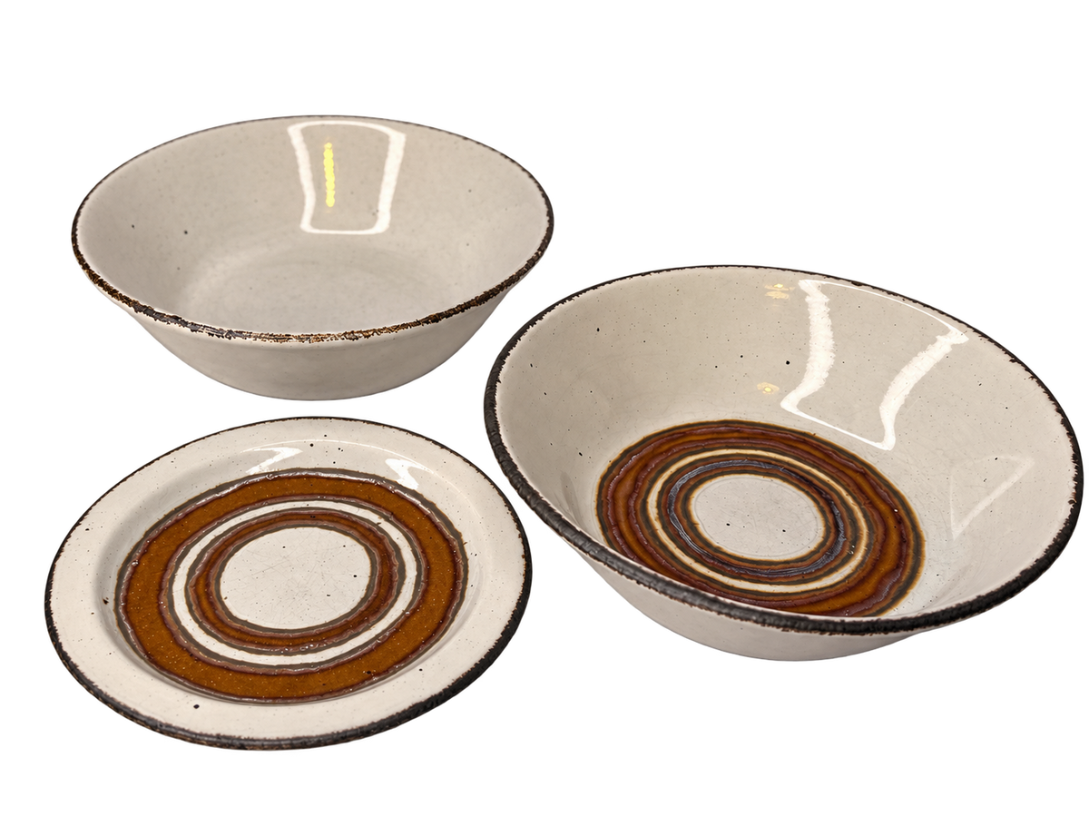 3-Piece Speckled Stoneware Bowl & Plate Set