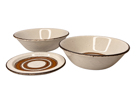 3-Piece Speckled Stoneware Bowl & Plate Set