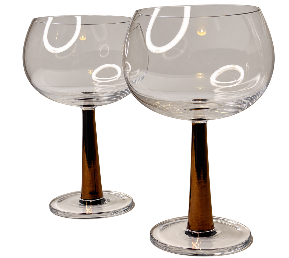 Vintage Amber Stem Balloon Goblets – Set of 2