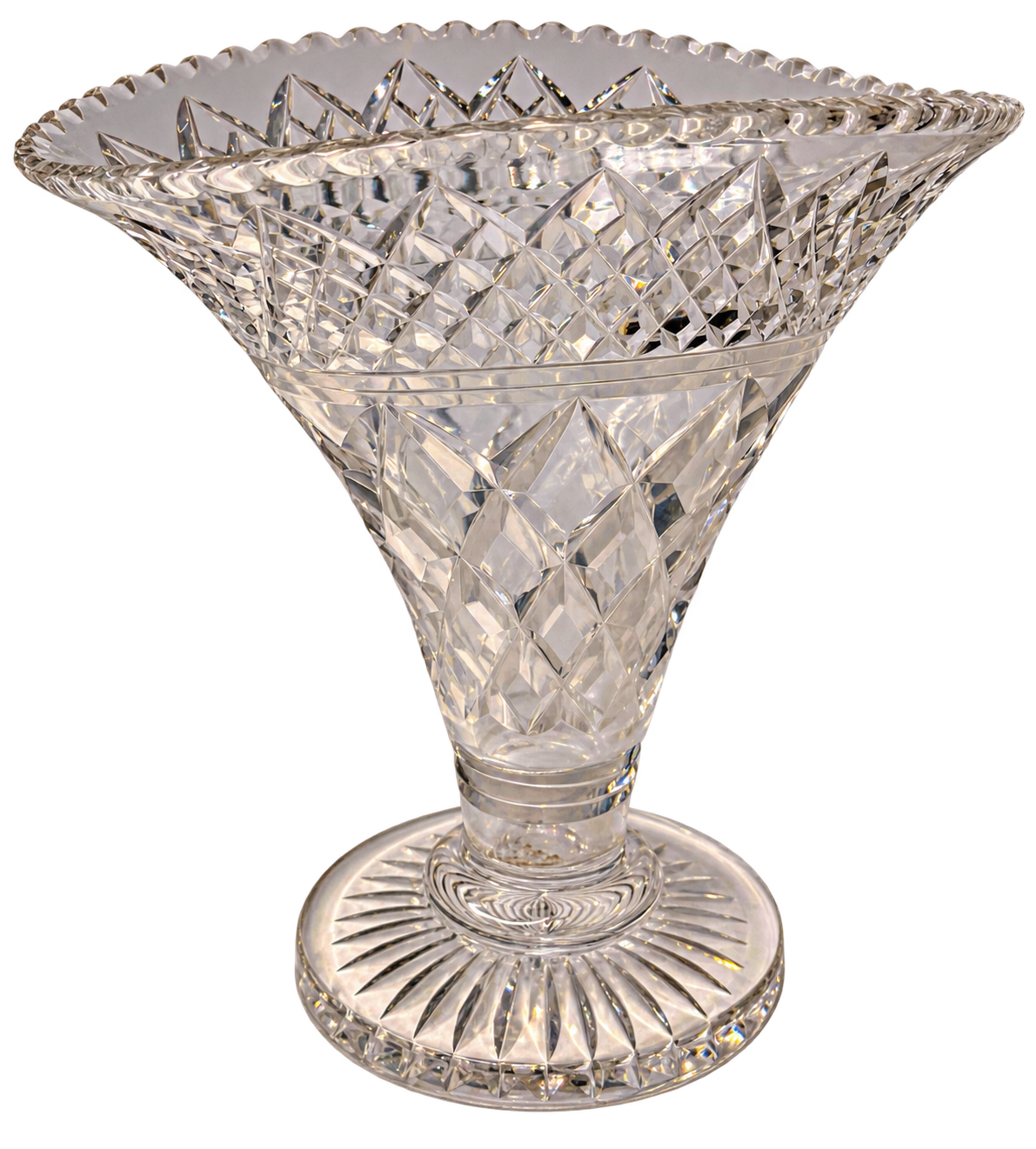 Vintage Diamond-Cut Crystal Centrepiece Bowl