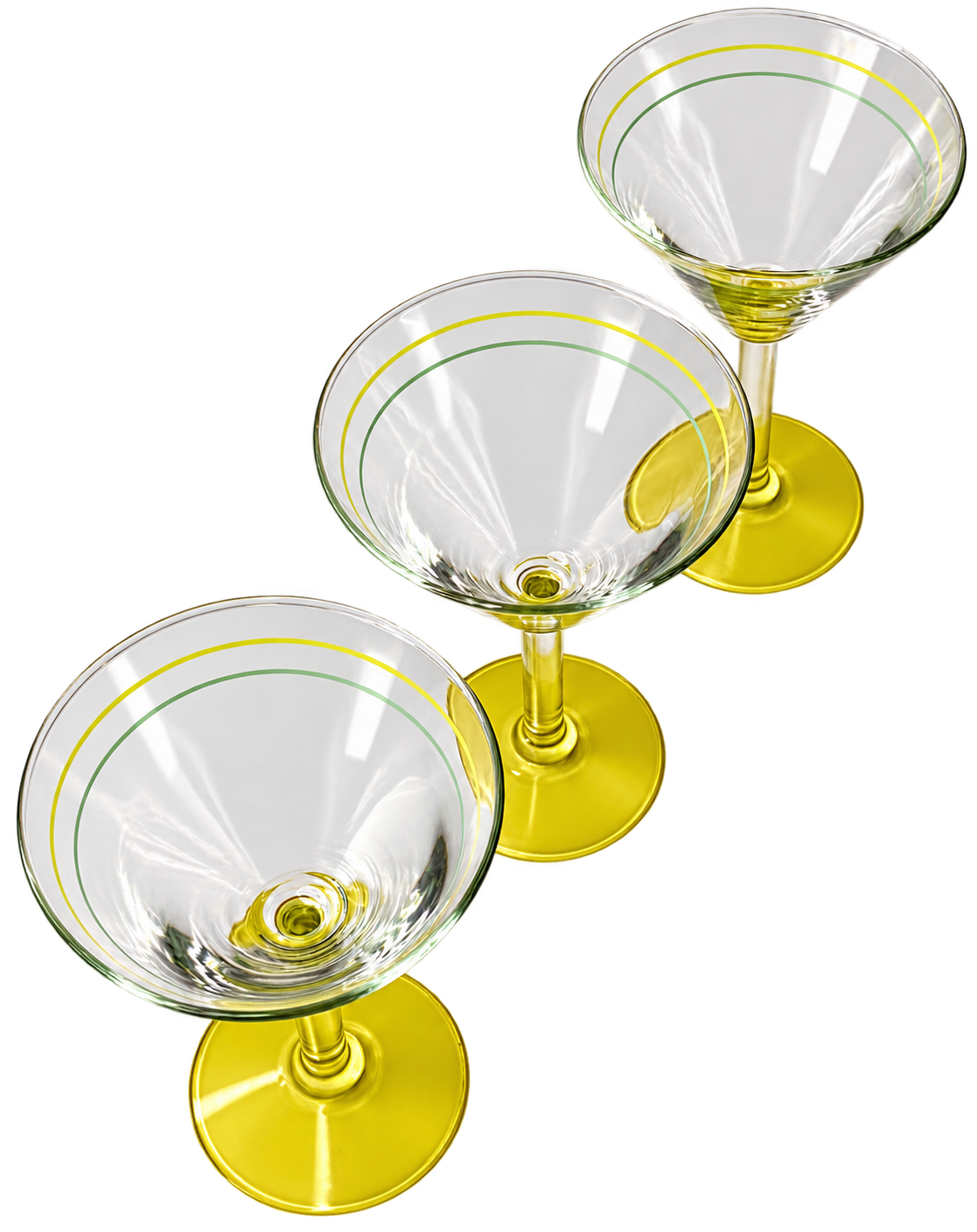 Retro Yellow Footed Cocktail Glasses – Set of 3