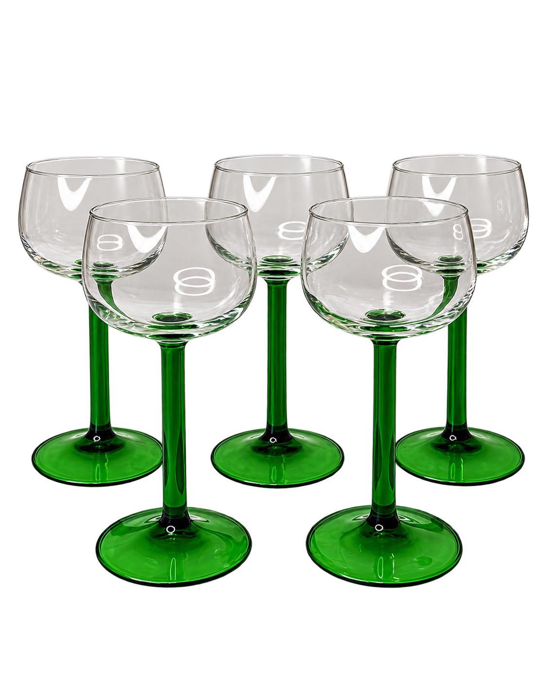 Emerald Green Stemmed Glasses - Set of 5