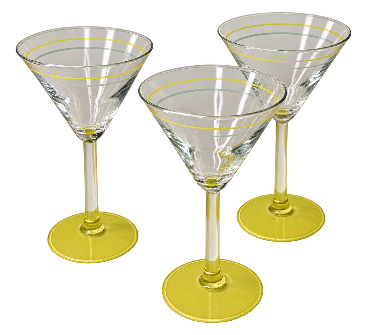 Retro Yellow Footed Cocktail Glasses – Set of 3