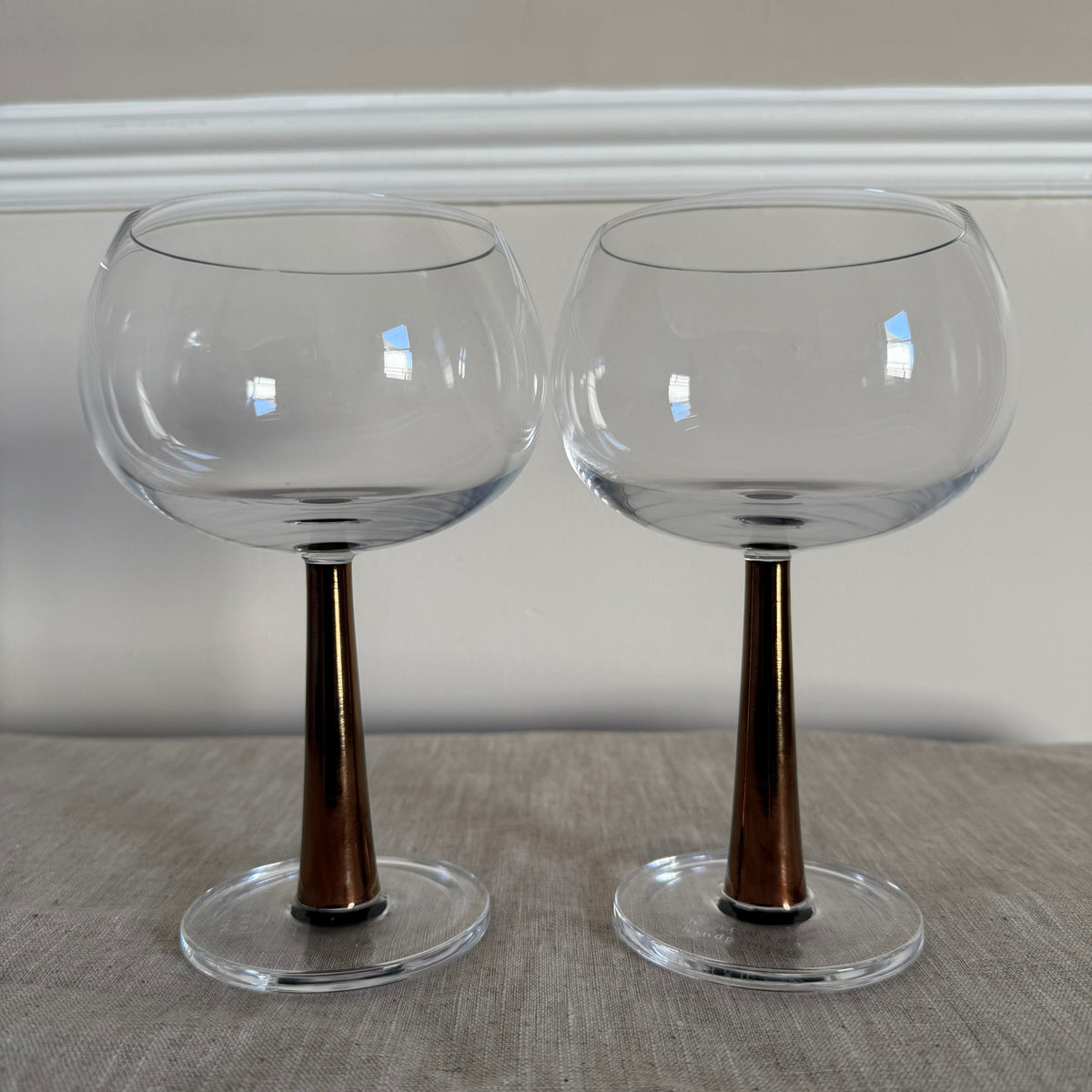 Vintage Amber Stem Balloon Goblets – Set of 2