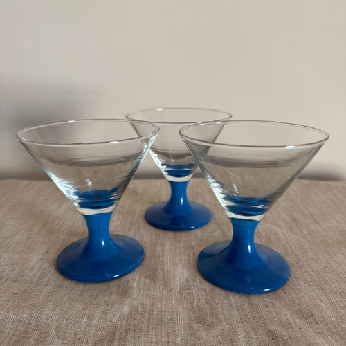 Cobalt Blue Stem Cocktail Glasses – Set of 3