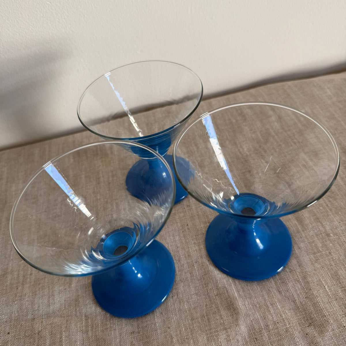 Cobalt Blue Stem Cocktail Glasses – Set of 3