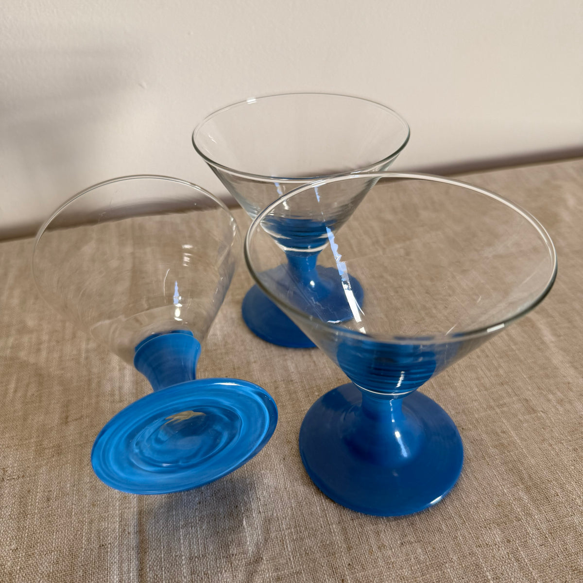 Cobalt Blue Stem Cocktail Glasses – Set of 3