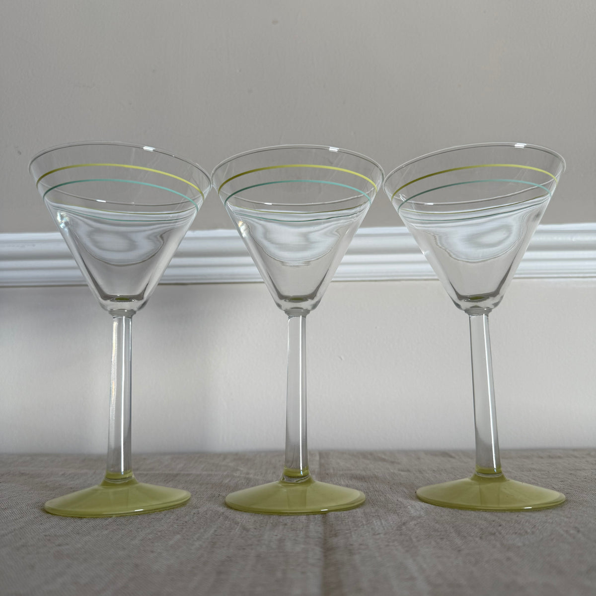 Retro Yellow Footed Cocktail Glasses – Set of 3
