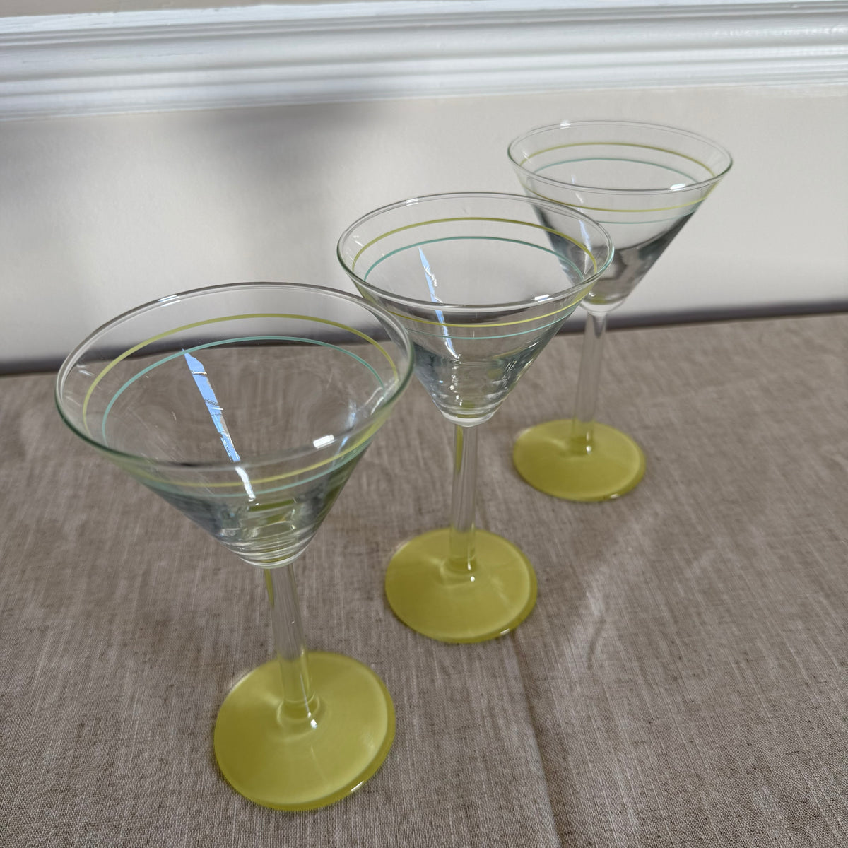 Retro Yellow Footed Cocktail Glasses – Set of 3