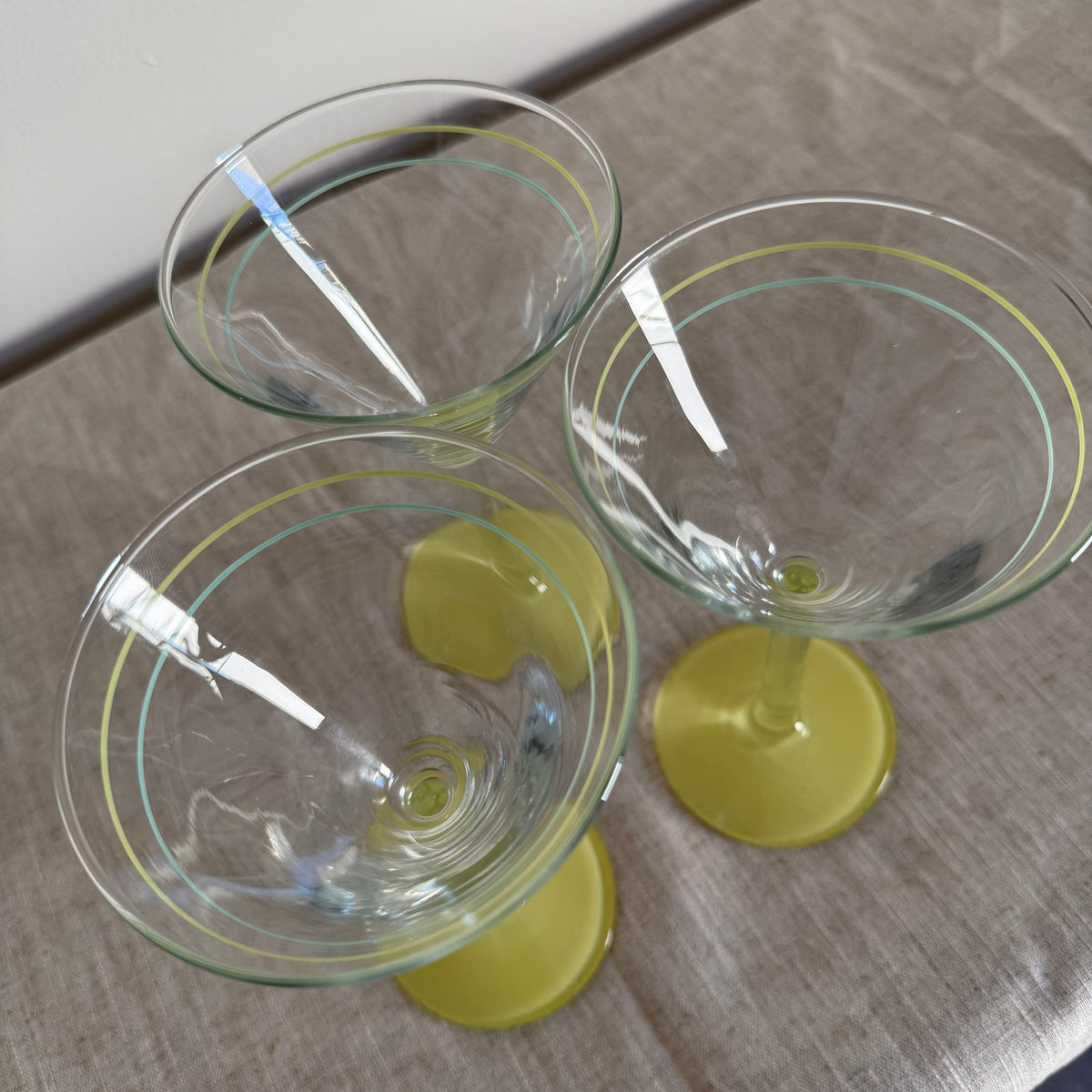 Retro Yellow Footed Cocktail Glasses – Set of 3