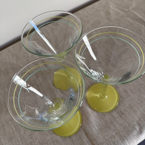 Retro Lime & Mint Cocktail Glasses – Set of 3