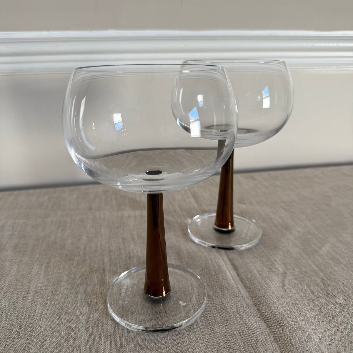 Vintage Amber Stem Balloon Goblets – Set of 2