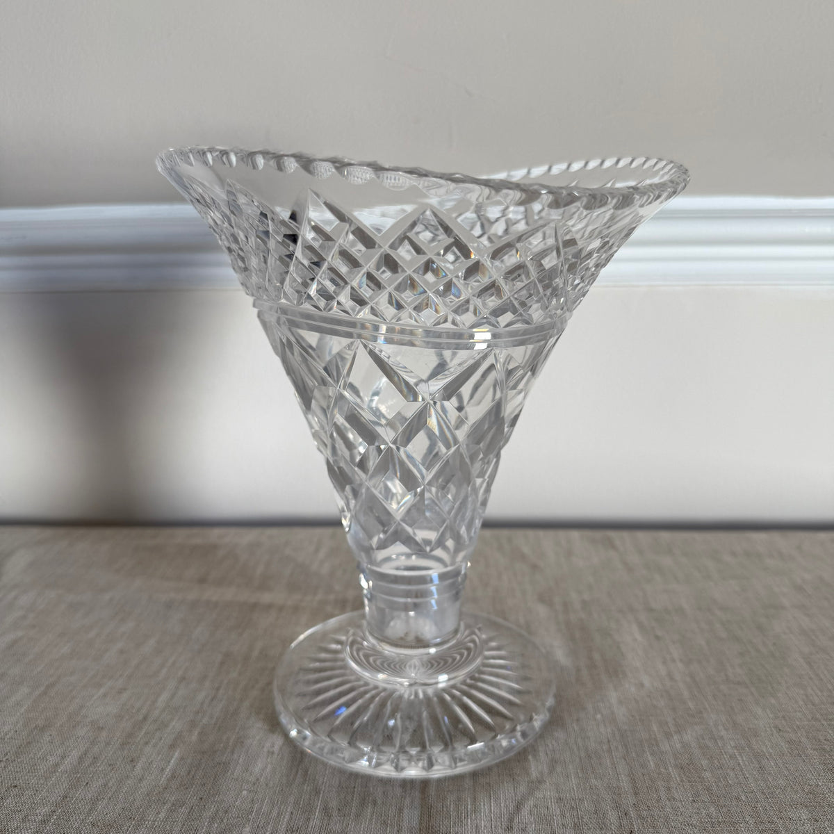 Vintage Diamond-Cut Crystal Centrepiece Bowl