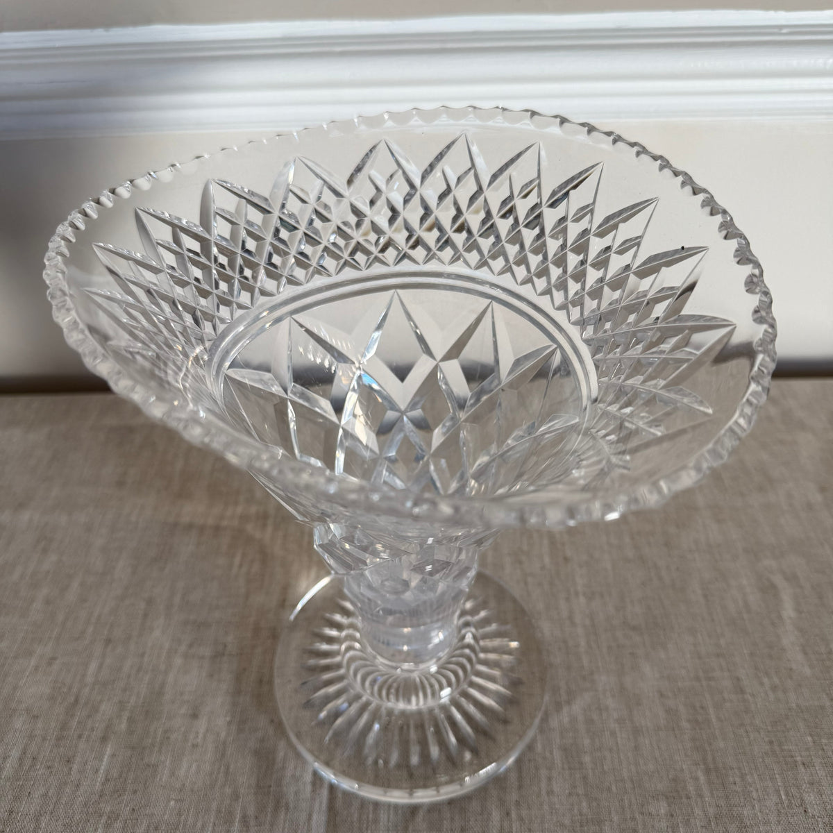 Vintage Diamond-Cut Crystal Centrepiece Bowl