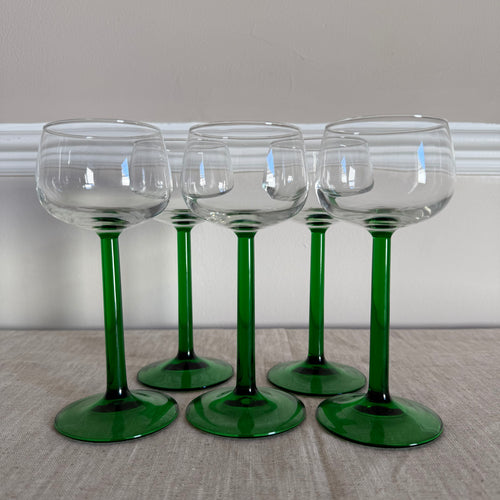 Emerald Green Stemmed Glasses - Set of 5