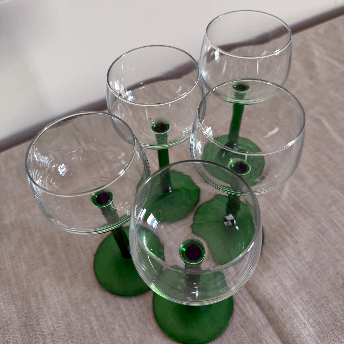 Emerald Green Stemmed Glasses - Set of 5