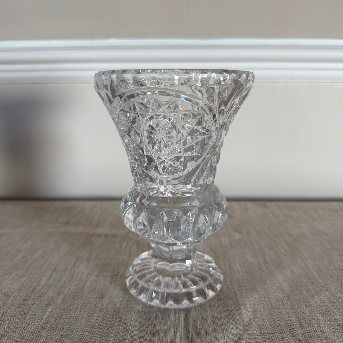 Vintage Cut Crystal Pedestal Vase