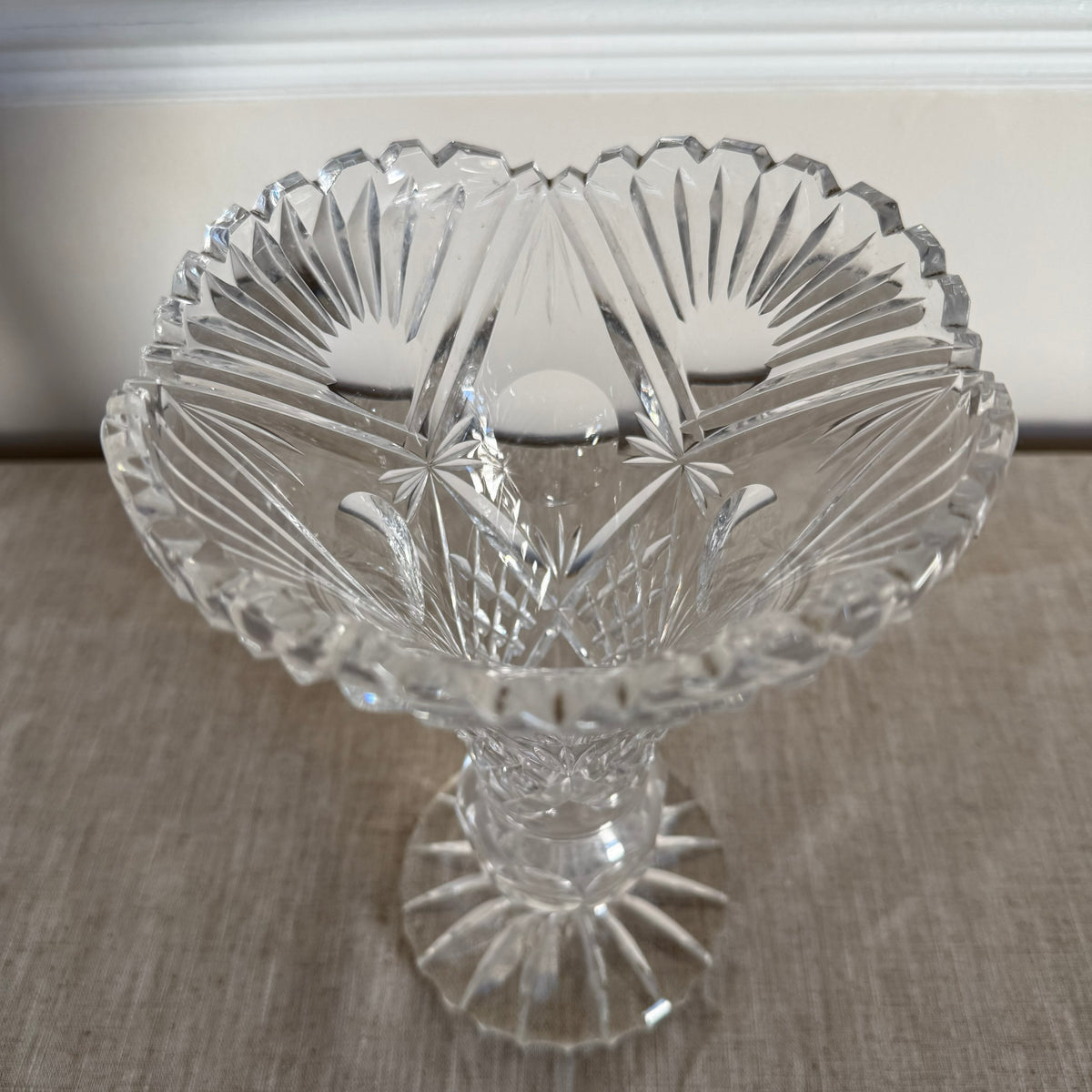 Vintage Cut Crystal Pedestal Bowl
