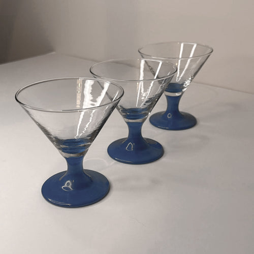Cobalt Blue Stem Cocktail Glasses – Set of 3