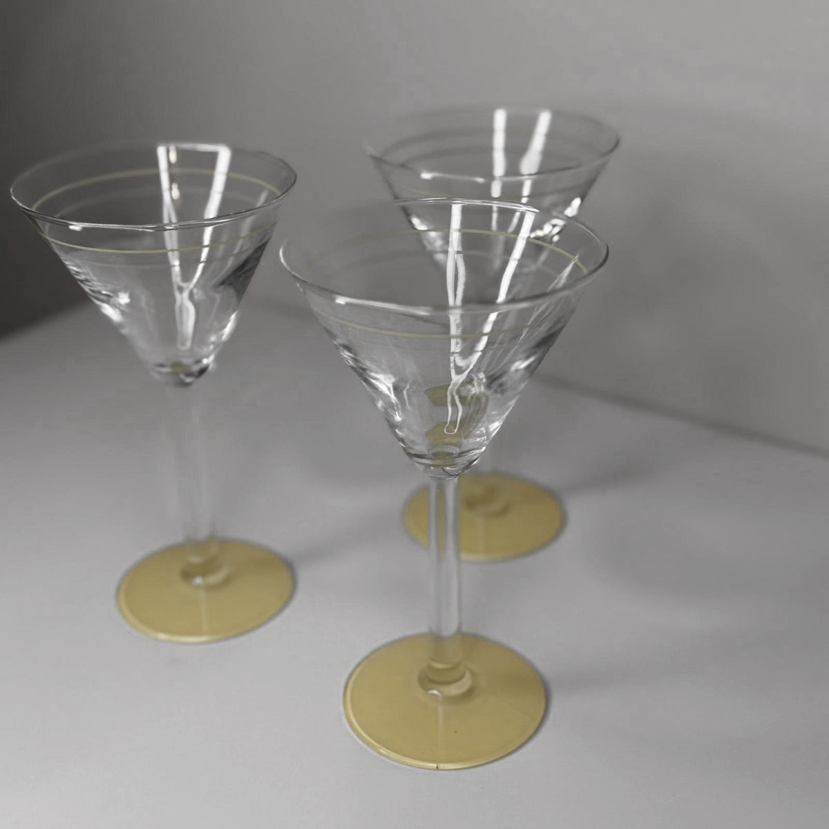 Retro Yellow Footed Cocktail Glasses – Set of 3