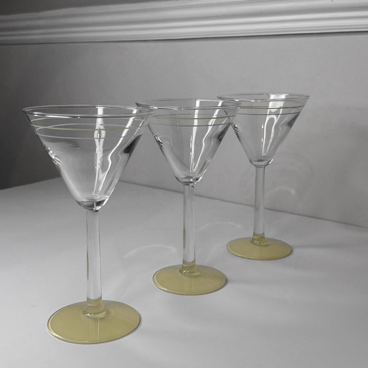 Retro Yellow Footed Cocktail Glasses – Set of 3