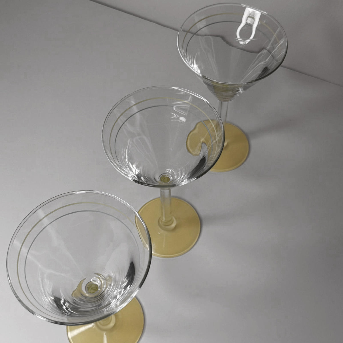 Retro Yellow Footed Cocktail Glasses – Set of 3