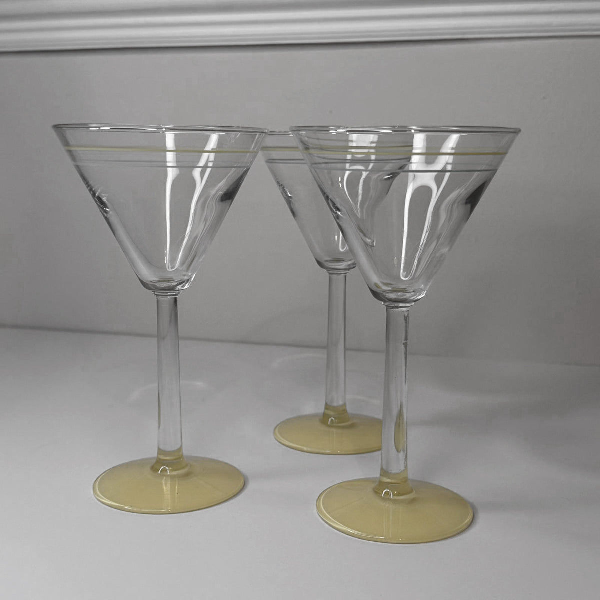 Retro Yellow Footed Cocktail Glasses – Set of 3