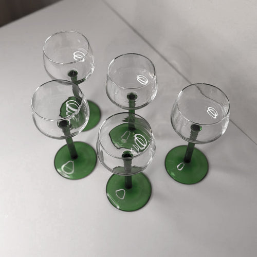 Emerald Green Stemmed Glasses - Set of 5