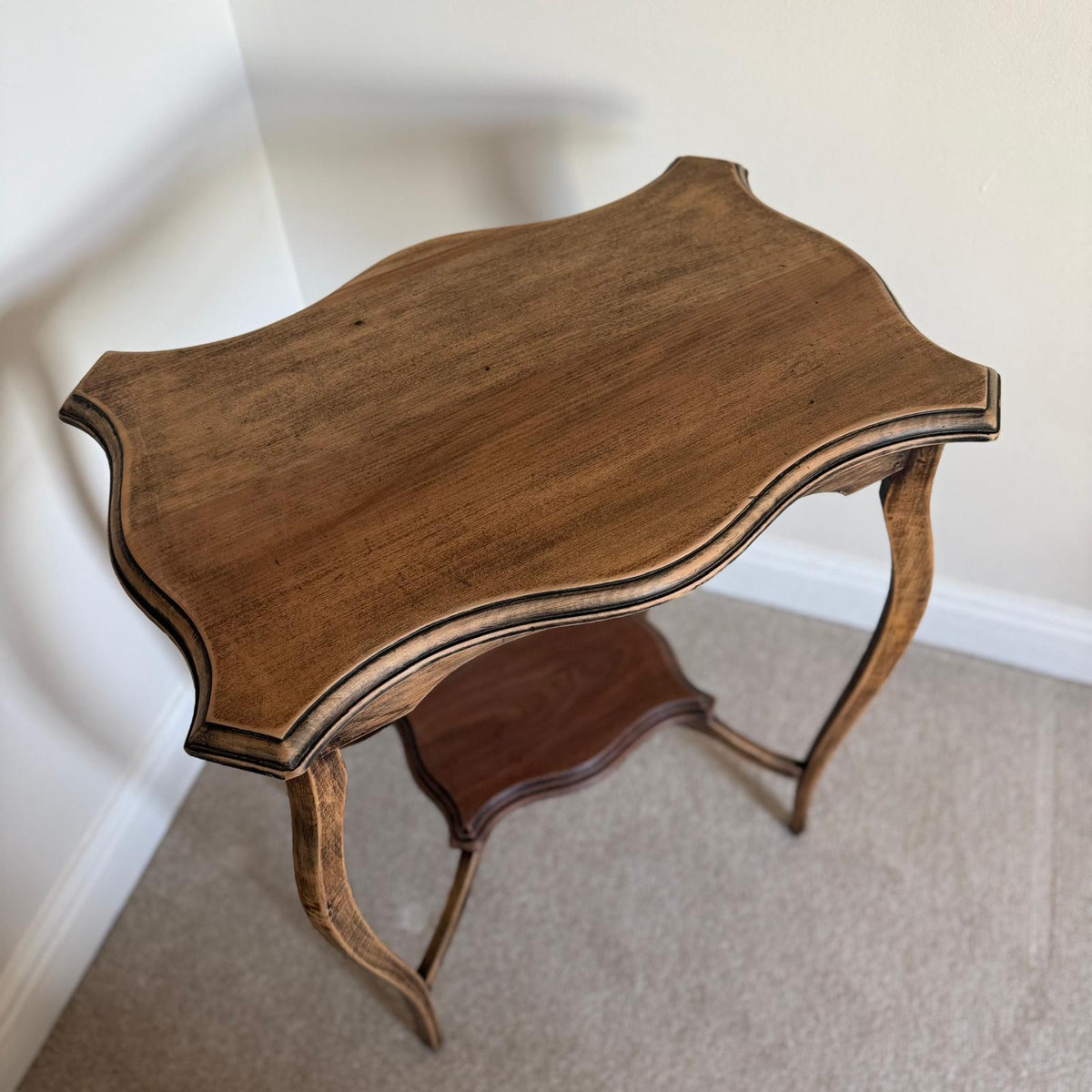 Vintage Rustic Wooden Console Table with Lower Shelf