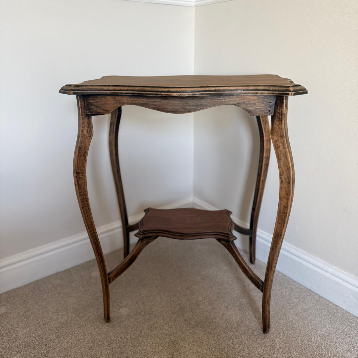 Vintage Rustic Wooden Console Table with Lower Shelf