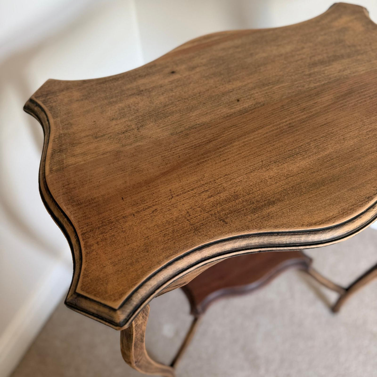 Vintage Rustic Wooden Console Table with Lower Shelf