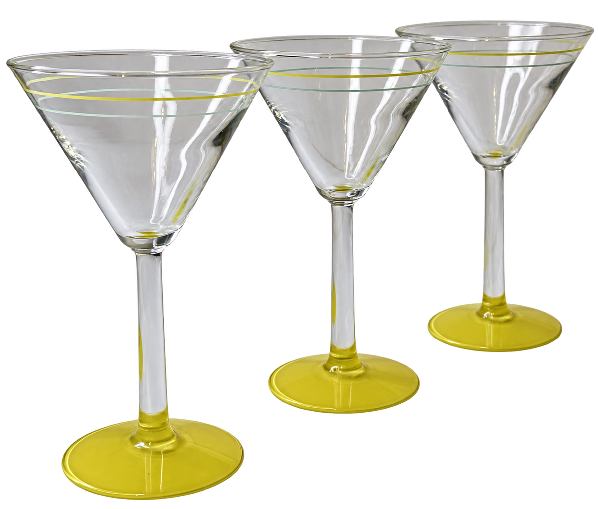 Retro Yellow Footed Cocktail Glasses – Set of 3