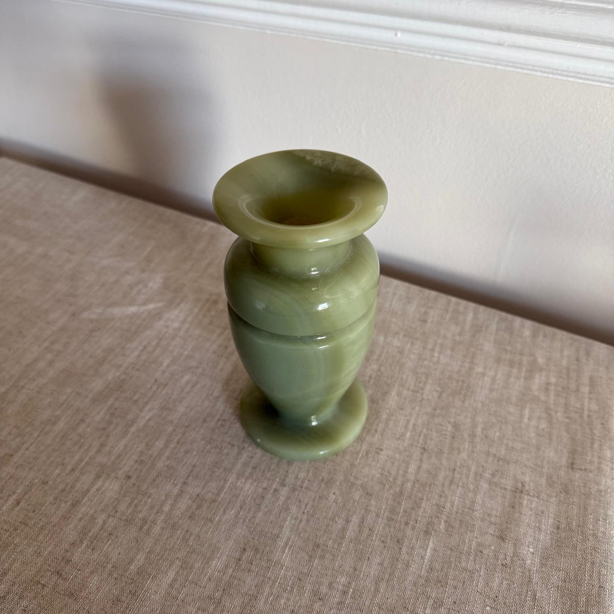 Vintage Jade Green Glass Pedestal Vase