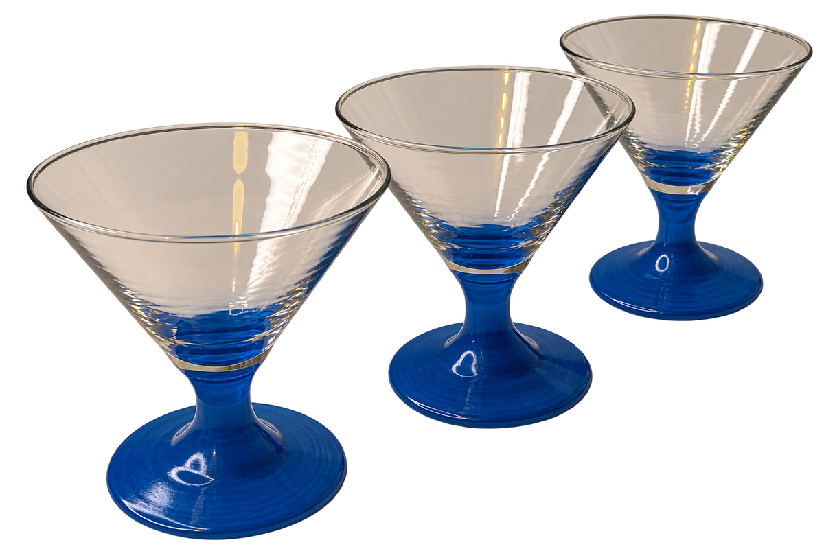 Cobalt Blue Stem Cocktail Glasses – Set of 3.