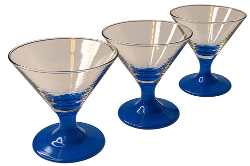 Cobalt Blue Stem Cocktail Glasses – Set of 3.