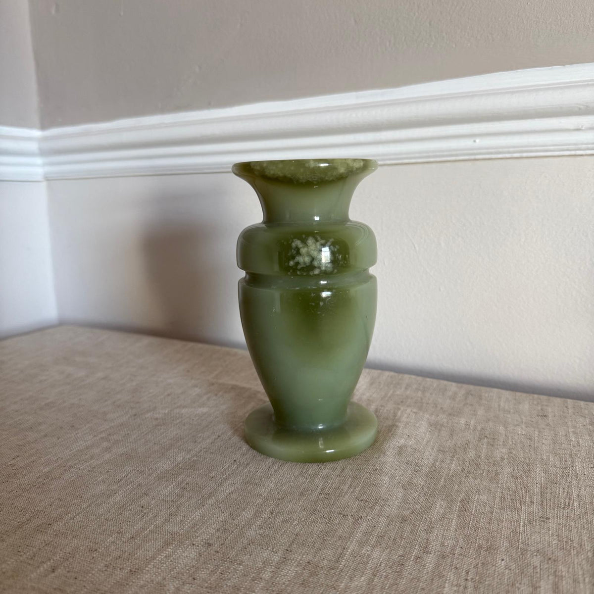 Vintage Jade Green Glass Pedestal Vase