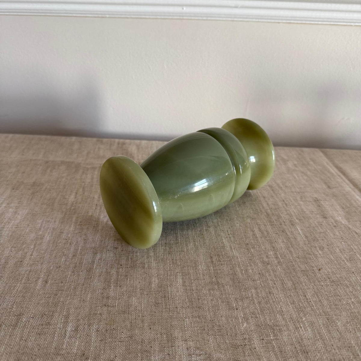 Vintage Jade Green Glass Pedestal Vase